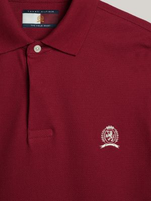 polo coupe standard classic à blason brodé rouge pour hommes tommy hilfiger