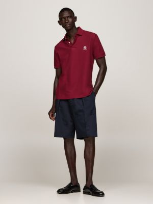 polo coupe standard classic à blason brodé rouge pour hommes tommy hilfiger