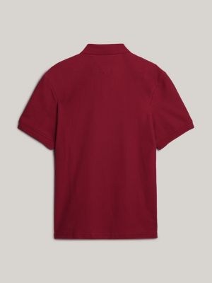 polo coupe standard classic à blason brodé rouge pour hommes tommy hilfiger