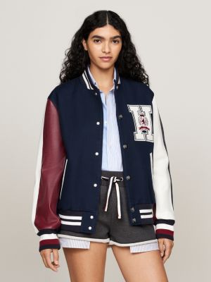 blue crest back logo varsity jacket for men tommy hilfiger