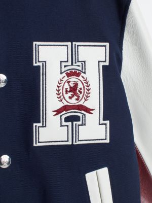 blue crest back logo varsity jacket for men tommy hilfiger