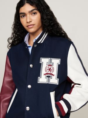 blue crest back logo varsity jacket for men tommy hilfiger