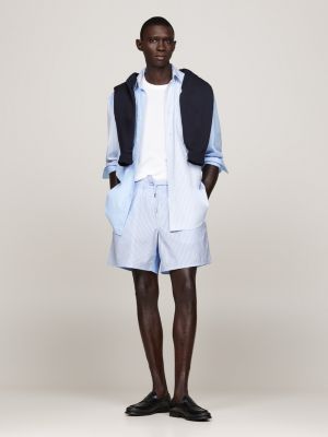 blau utility-shorts mit ithaka-streifen und wappen für herren - tommy hilfiger