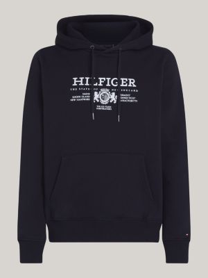 blau hoodie mit aufgesticktem wappen für herren - tommy hilfiger