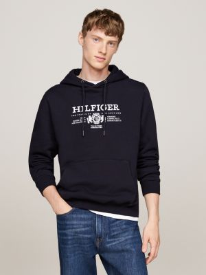 sweat à capuche à blason brodé blue pour hommes tommy hilfiger