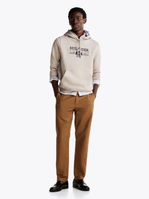 sweat à capuche à blason brodé marron pour hommes tommy hilfiger