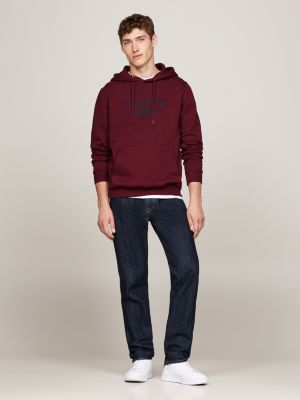 rot hoodie mit aufgesticktem wappen für herren - tommy hilfiger