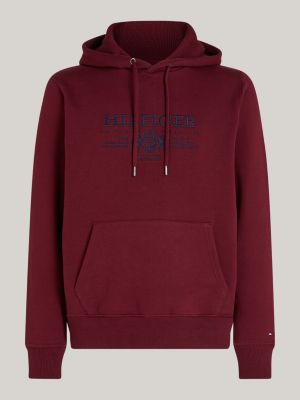 rood hoodie met geborduurd embleem voor heren - tommy hilfiger