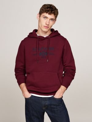 rood hoodie met geborduurd embleem voor heren - tommy hilfiger