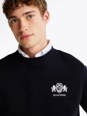 blau sweatshirt mit aufgesticktem logo für herren - tommy hilfiger