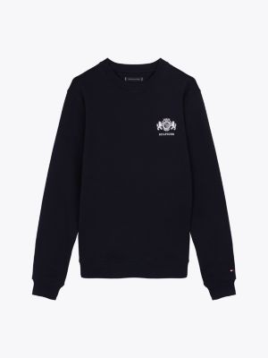 blau sweatshirt mit aufgesticktem logo für herren - tommy hilfiger