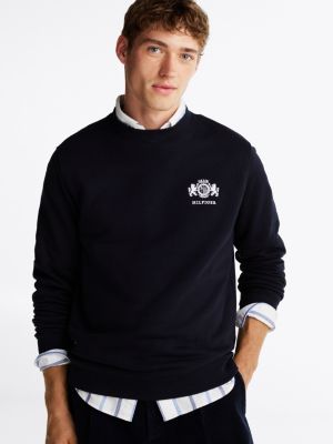 blau sweatshirt mit aufgesticktem logo für herren - tommy hilfiger