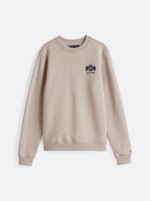 bruin sweatshirt met geborduurd logo voor heren - tommy hilfiger