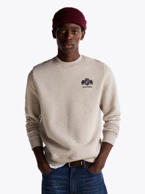 sweat à logo brodé brown pour hommes tommy hilfiger