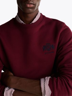 sweat à logo brodé rouge pour hommes tommy hilfiger