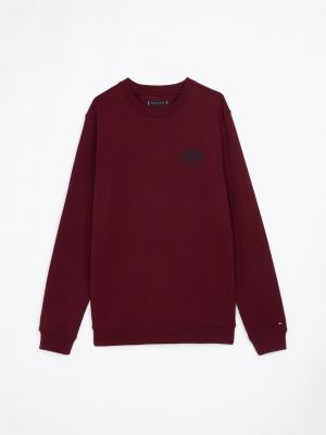 rot sweatshirt mit aufgesticktem logo für herren - tommy hilfiger