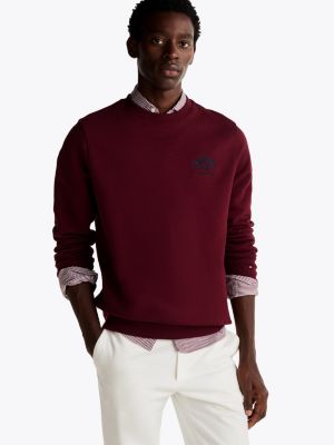 sweat à logo brodé rouge pour hommes tommy hilfiger