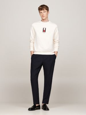 sweat à drapeau vertical brodé blanc pour hommes tommy hilfiger