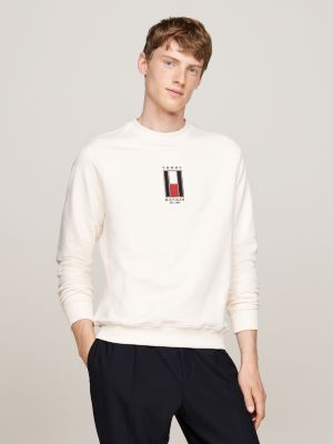 white vertical flag embroidery sweatshirt for men tommy hilfiger