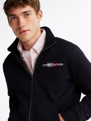 blue flag embroidery zip-thru sweatshirt for men tommy hilfiger