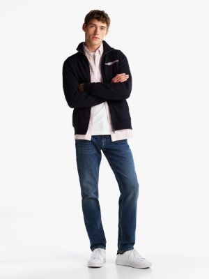 blau sweatshirt mit aufgestickter flag für herren - tommy hilfiger