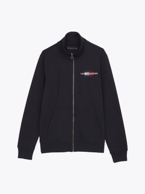 blue flag embroidery zip-thru sweatshirt for men tommy hilfiger