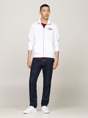 white flag embroidery zip-thru sweatshirt for men tommy hilfiger