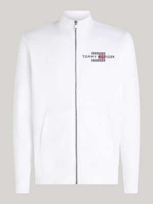 white flag embroidery zip-thru sweatshirt for men tommy hilfiger