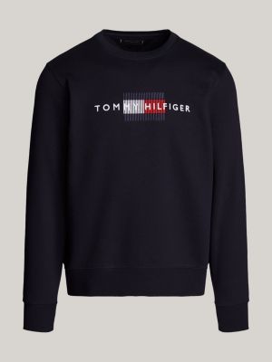 blue logo embroidery crew neck sweatshirt for men tommy hilfiger