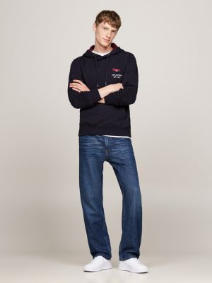 sweat à capuche exclusive hilfiger flag bleu pour hommes tommy hilfiger