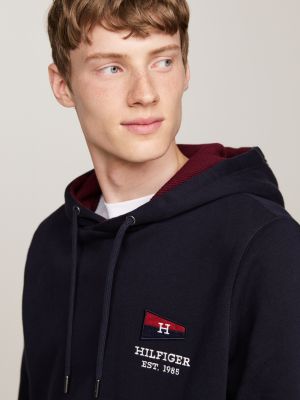 sudadera con capucha y logo hilfiger exclusive azul de hombres tommy hilfiger