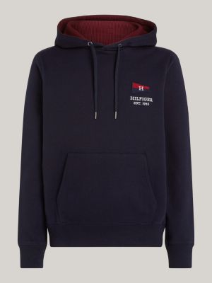 sudadera con capucha y logo hilfiger exclusive azul de hombres tommy hilfiger