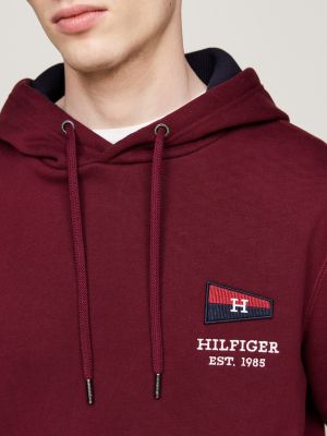 czerwony bluza z kapturem i logo z linii exclusive dla mężczyźni - tommy hilfiger