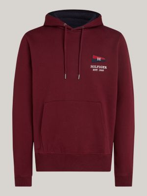 czerwony bluza z kapturem i logo z linii exclusive dla mężczyźni - tommy hilfiger