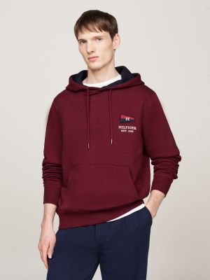 red exclusive hilfiger flag hoodie für herren - tommy hilfiger