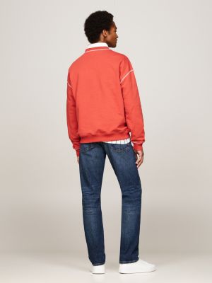 red contrast stitch logo embroidery jumper for men tommy hilfiger