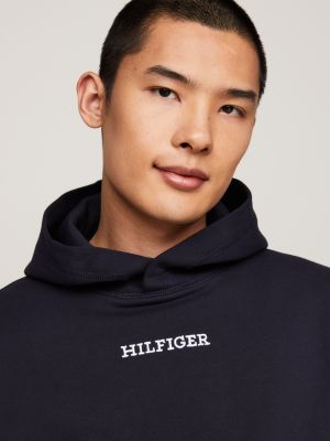 Hilfiger Monotype Topstitch Regular Fit Hoody | Blue | Tommy Hilfiger