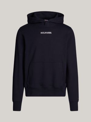 Hilfiger Monotype Topstitch Regular Fit Hoody Blue Tommy Hilfiger