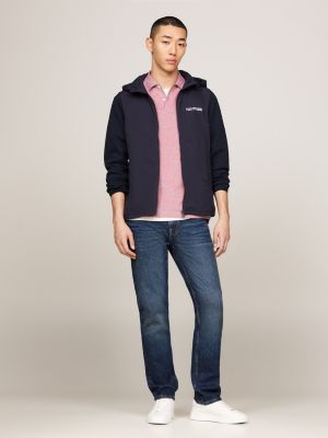 sudadera con cremallera y monotipo hilfiger azul de hombres tommy hilfiger