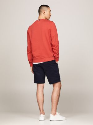 red crew neck chest logo sweatshirt for men tommy hilfiger