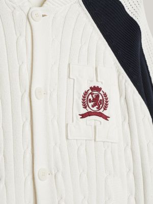 wit relaxed varsity vest met gemengde steek voor heren - tommy hilfiger