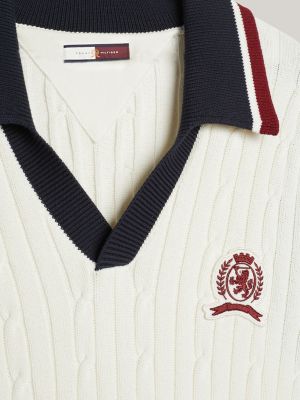 white crest global stripe cable sweater vest for men tommy hilfiger