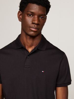 Regular Fit Poloshirt mit aufgestickter Flag | Schwarz | Tommy 