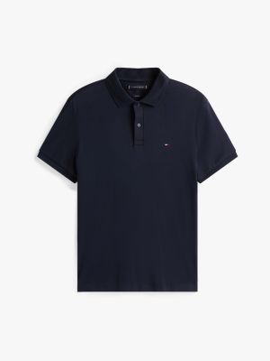 blau regular fit poloshirt mit logo an kragen für herren - tommy hilfiger