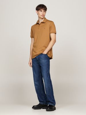 polo coupe standard marron pour hommes tommy hilfiger