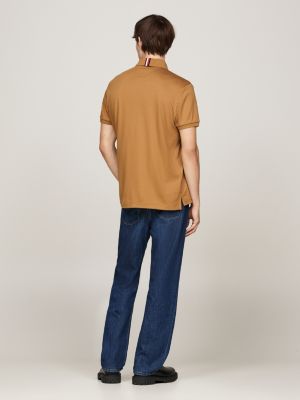 polo coupe standard marron pour hommes tommy hilfiger
