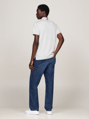 grey regular fit polo shirt for men tommy hilfiger