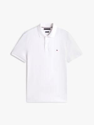 white regular fit logo collar polo shirt for men tommy hilfiger