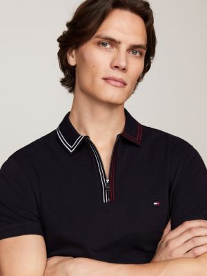 Zip Placket Tipped Regular Fit Polo | Blue | Tommy Hilfiger