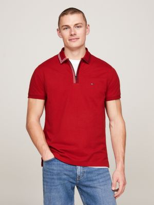 Zip Placket Tipped Regular Fit Polo